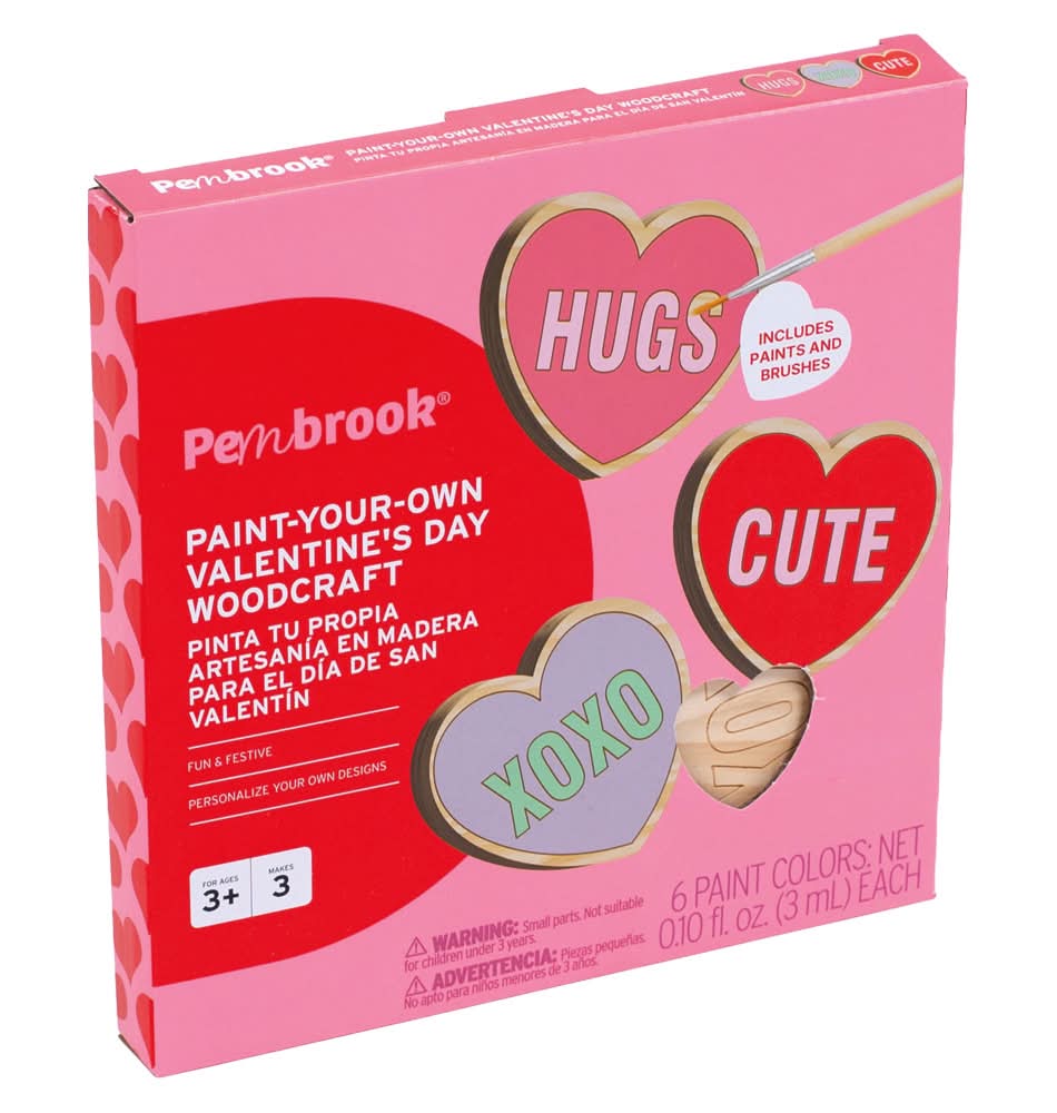 Pembrook Paint-Your-Own Valentine's Day Woodcraft Hearts