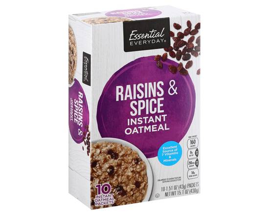 Essential Everyday · Raisins & Spice Instant Oatmeal (10 x 1.5 oz)