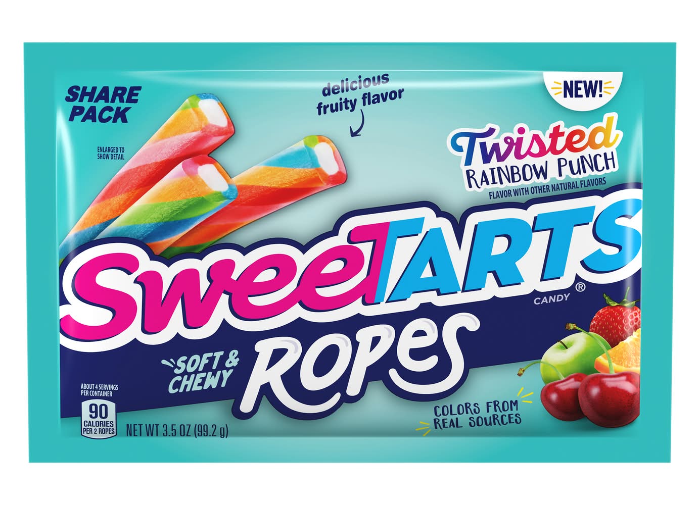 Sweetarts® Soft & Chewy Twisted Rainbow Punch Ropes Share Pack 3.5oz