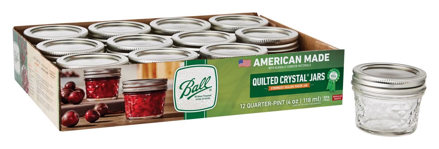 Ball Quilted Crystal Regular Mouth Jelly Jar 4 Oz 12 Pk