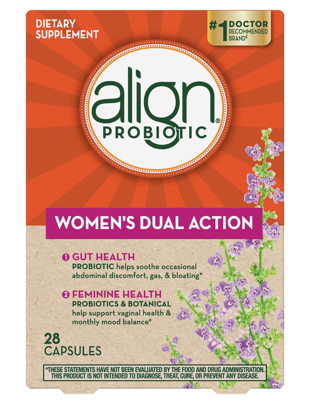 Align Probiotic Women'S Dual Action Gut & Feminine Health Capsules, 28 Ct