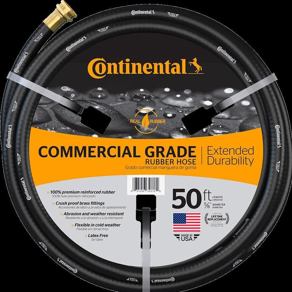 Continental Premium 5/8 In. Dia X 50 Ft. Commercial Grade Rubber Black Water Hose