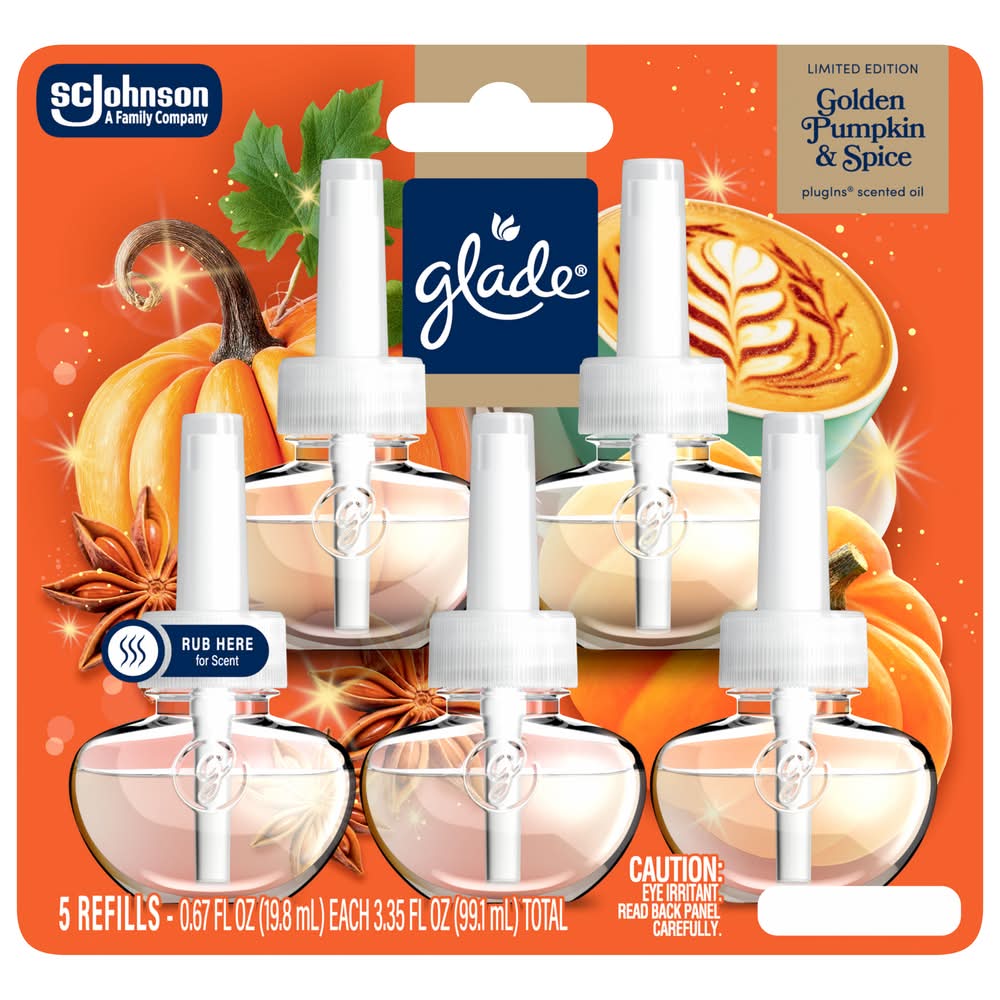 Glade Plugin Air Freshener Refills, Pumpkin-Ginger (3.35 fl oz, 5 ct)