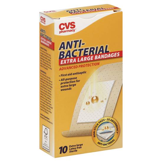 Cvs Pharmacy Anti Bacterial Extra Large Bandages (10 ct)