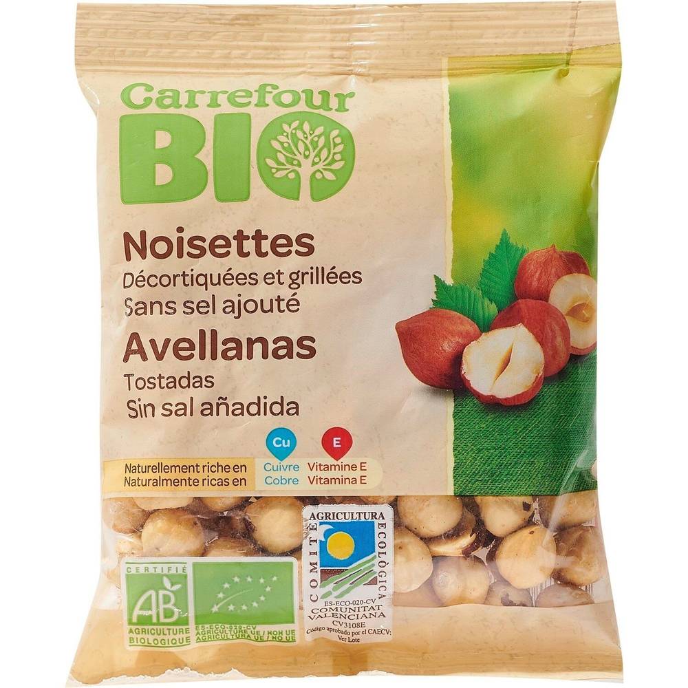 Carrefour Bio - Noisettes décortiquées et grillées (90g)