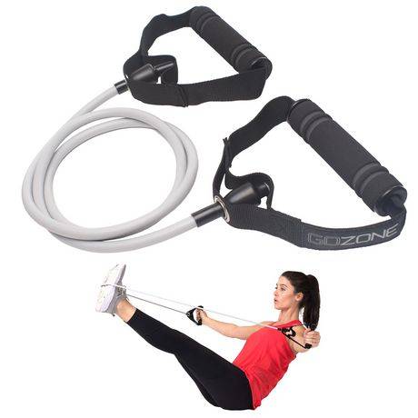 GoZone Resistance Band With Foam Grip Handles, Black-Grey