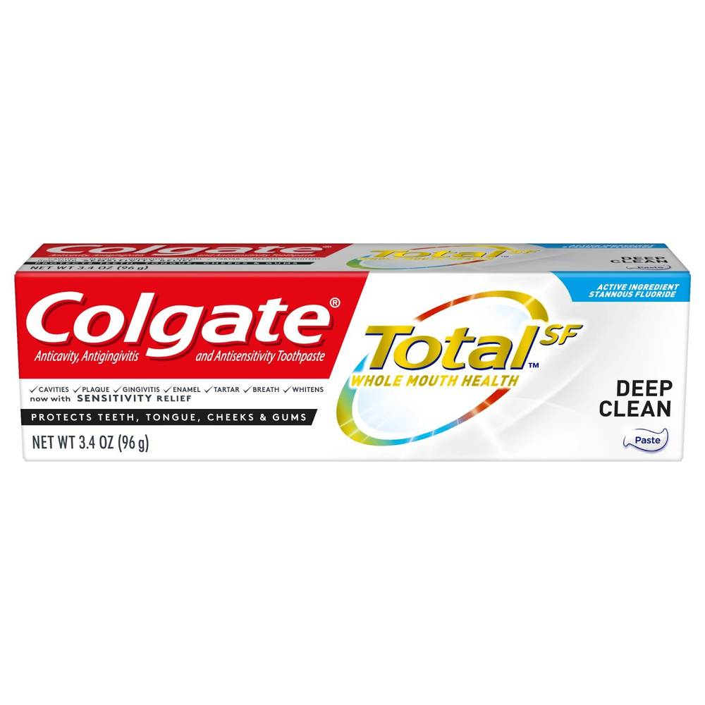 Colgate Total Anticavity, Antigingivitis, and Antisensitivity Deep Clean Toothpaste with Stannous Fluoride, 3.4 OZ