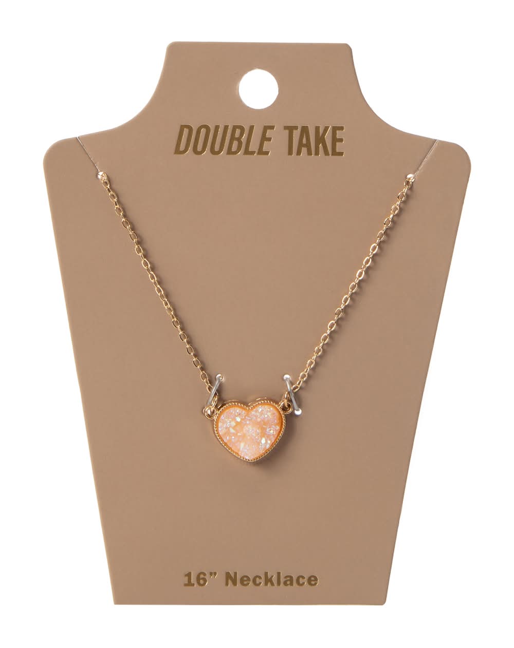 Double Take Pendant Necklace Pink Heart