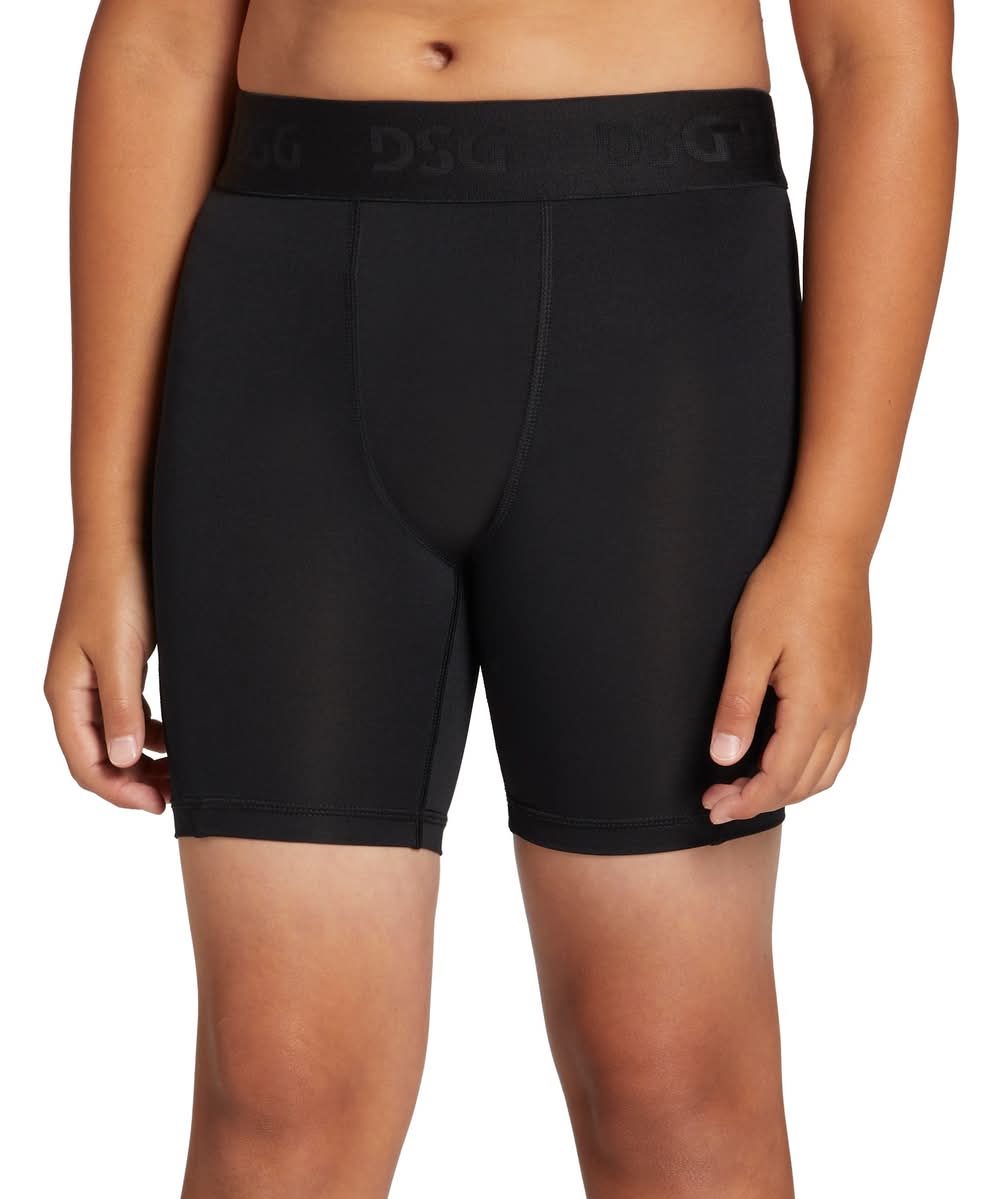 DSG Boys' Printed Compression Shorts (Pure Black, L)