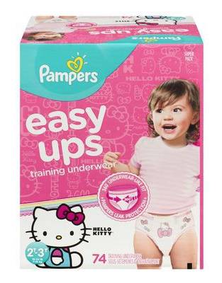 Pampers Easy Ups Girls Training Underwear, 2-3 (800 g, 74 ct)