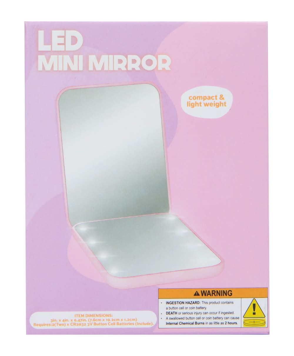 LED Mini Mirror 3in x 4in Pink