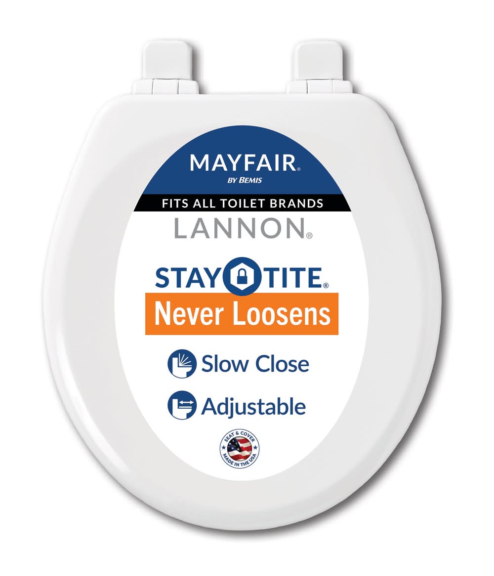 Mayfair by Bemis Lannon Wood White Round Soft Close Toilet Seat