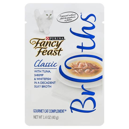 Fancy Feast Purina Broths Classic With Tuna Shrimp & Whitefish Cat Food