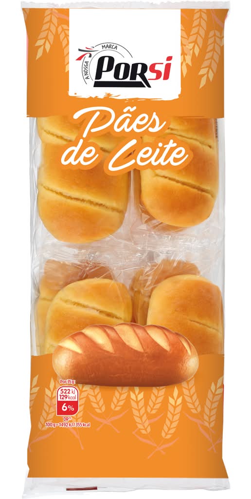 PorSi  - 8 pÃ£es de leite, embalagem de 280g