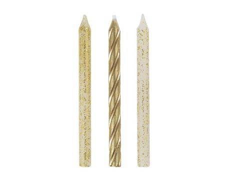Unique Party Favors Glitter and Gold Birthday Candles (24 units)