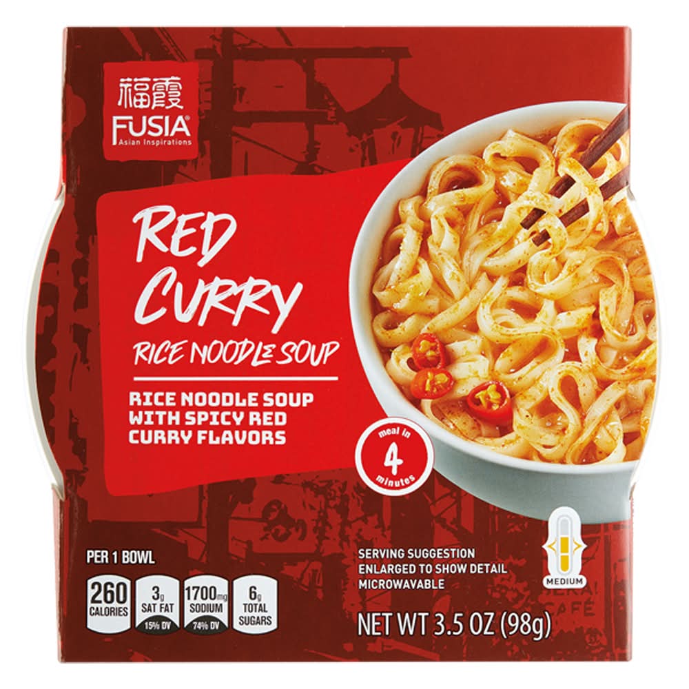 Fusia Thai Rice Noodle Soup Bowl, Red Curry (3.5 oz)