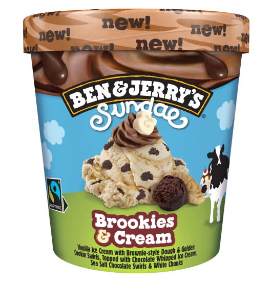 Ben & Jerry's Brookies-Cream, Sundae Ice Cream Tub (427ml)