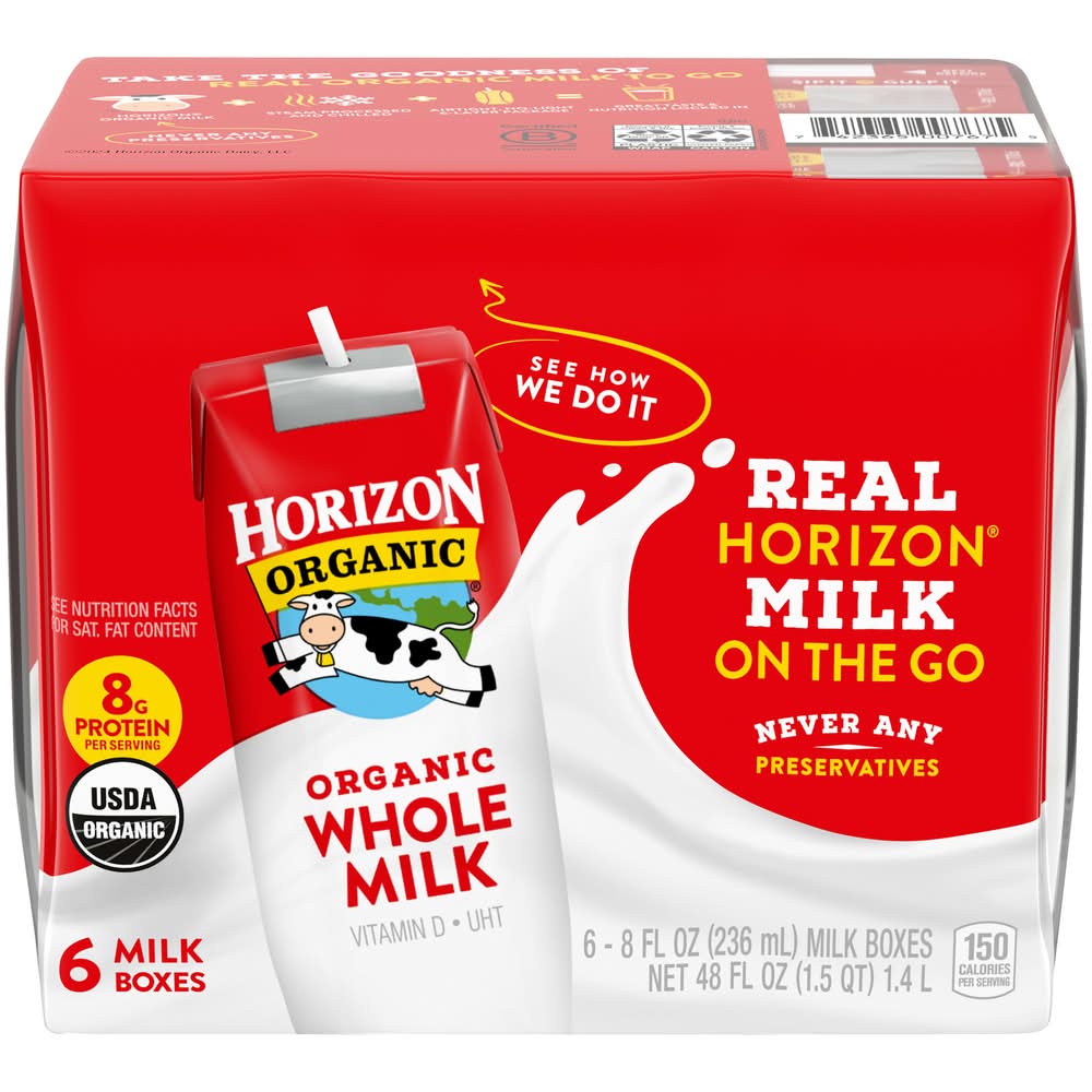 Horizon Organic Shelf-Stable Organic Whole Milk (6 x 8 fl oz)
