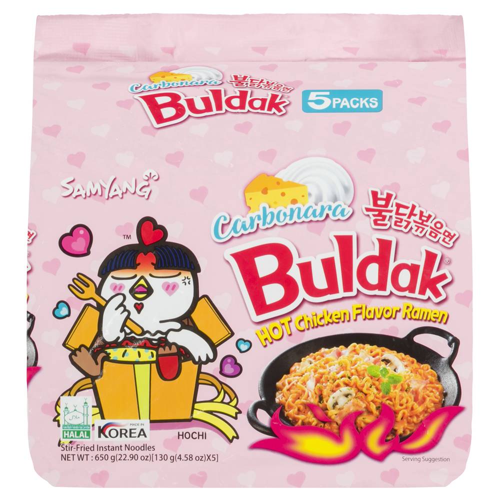 Samyang Carbonara Buldak Ramen Noodles, Hot Chicken (5 x 130g)