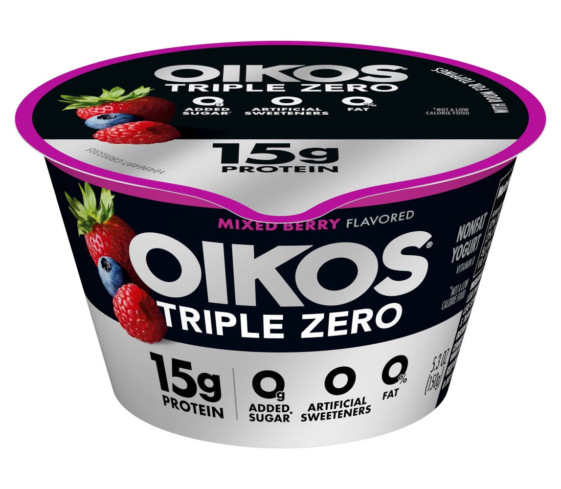 Oikos Triple Zero Blended Greek Yogurt, Mixed Berry (5.3 oz)