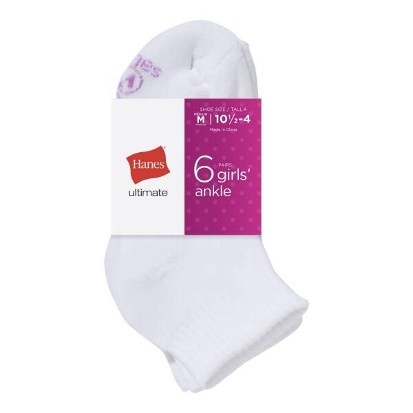 HANES ULTIMATE G QTR SOCK GULWA6 6PR WHT M