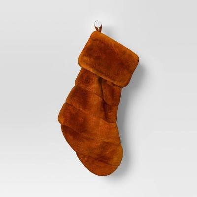 Christmas Channeled Faux Fur Stocking Brown - Threshold™