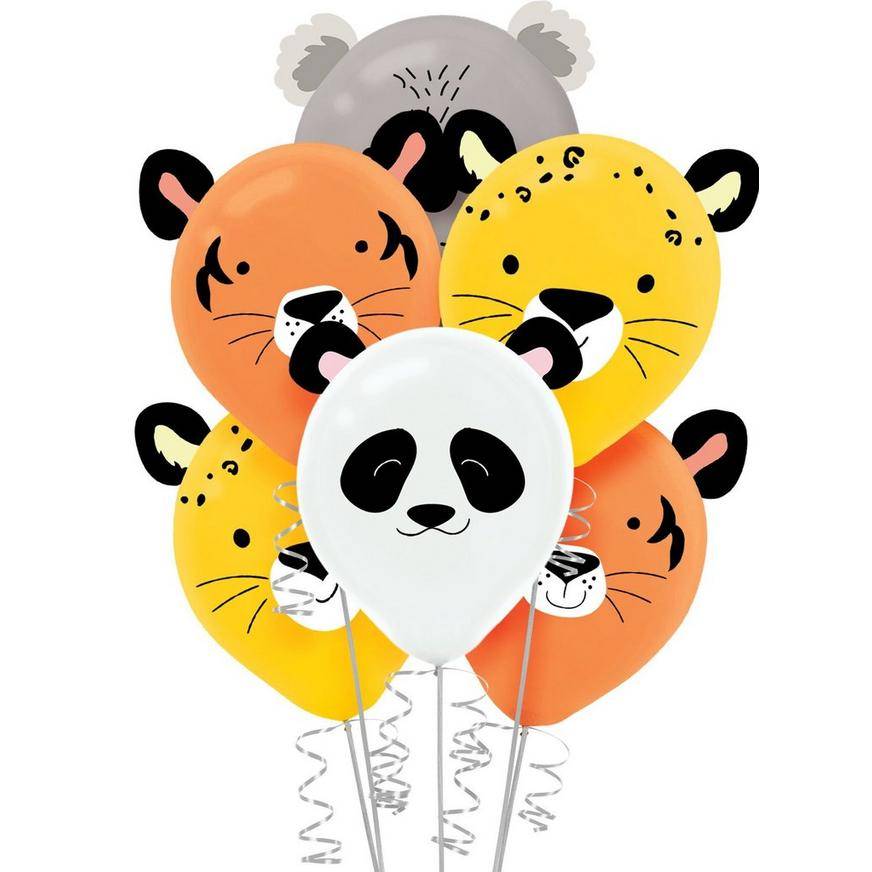 Uninflated 6ct, 12in, Get Wild Jungle Latex Cardstock Balloon Decorating Kit