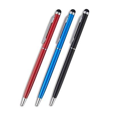 Staples 2-in-1 Stylus and Pen, 3-Pack, Black/Red/Blue