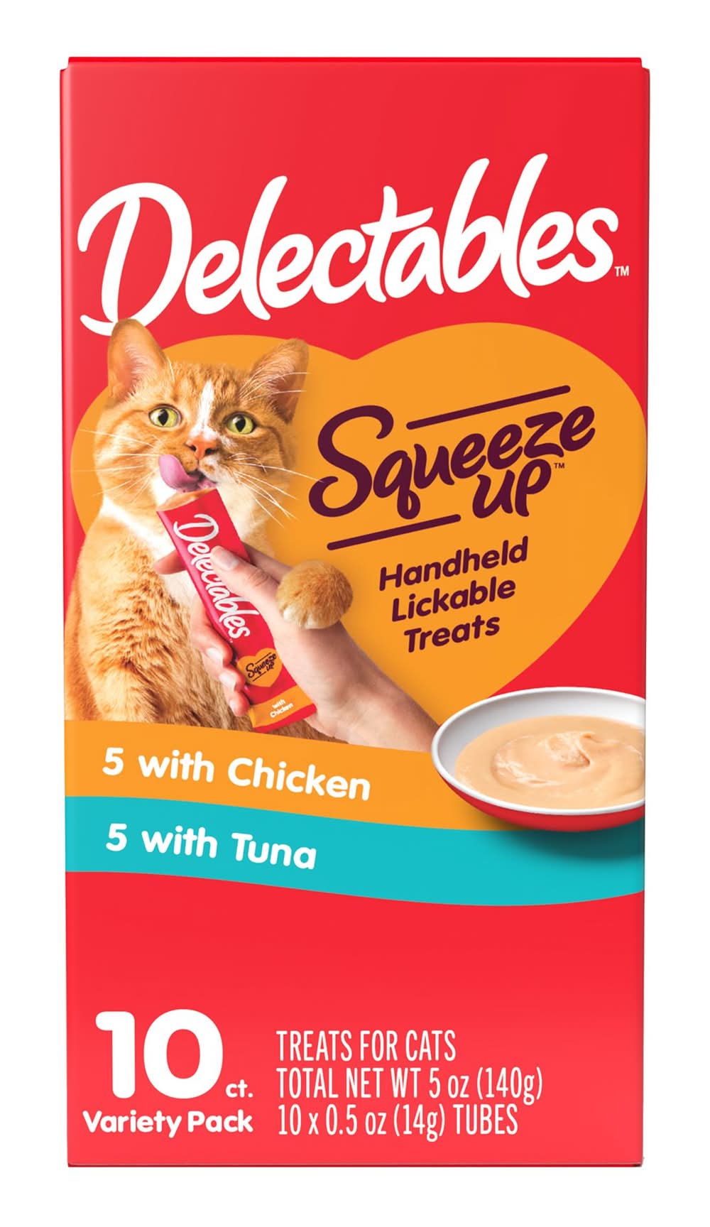 Hartz Delectables Lickable Treats™ Squeeze Up Cat Treats - Variety Pack, 10ct (Size: 10 Ct)
