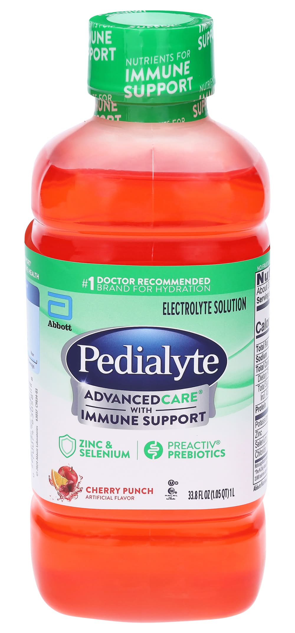 Pedialyte Advancedcare Preactiv Prebiotics Electrolyte Solution, Cherry Punch (1.1 qt)