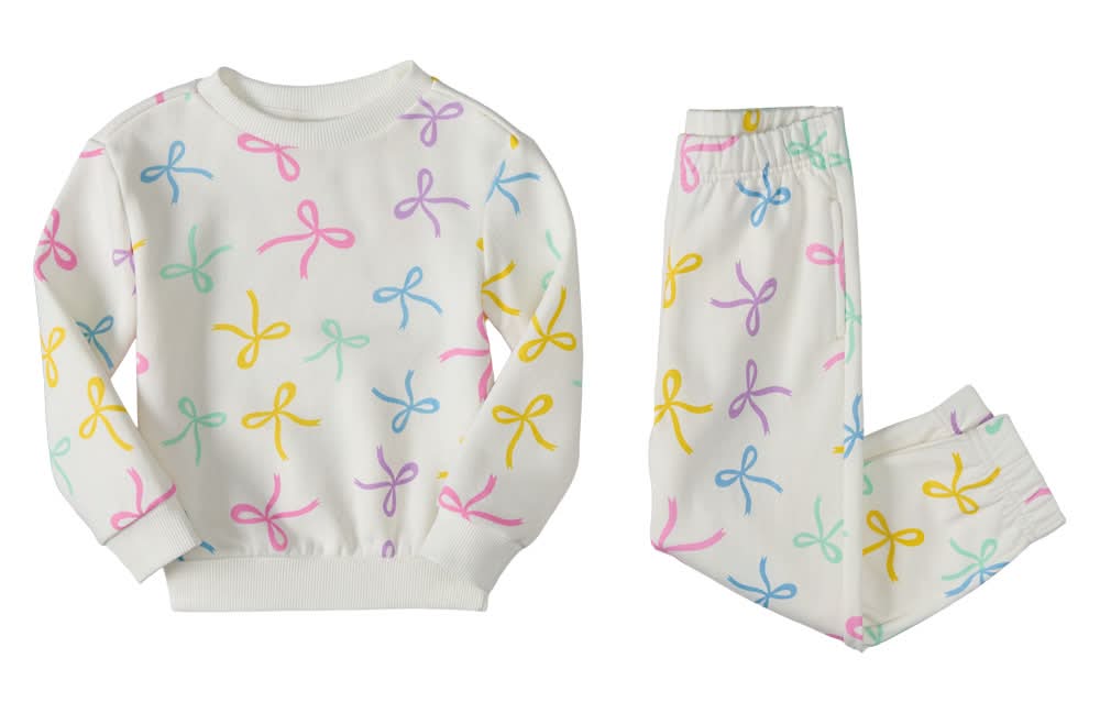 Lily & Dan Toddler Sweat Set - White Bows XS