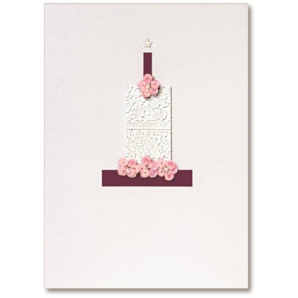 Viabella Birthday Greeting Card With Envelope, Cake and Candle, 5" X 7"