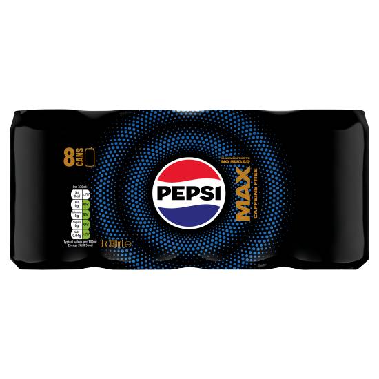 Pepsi Max No Caffeine Soft Drink ( 8 ct, 330 ml)