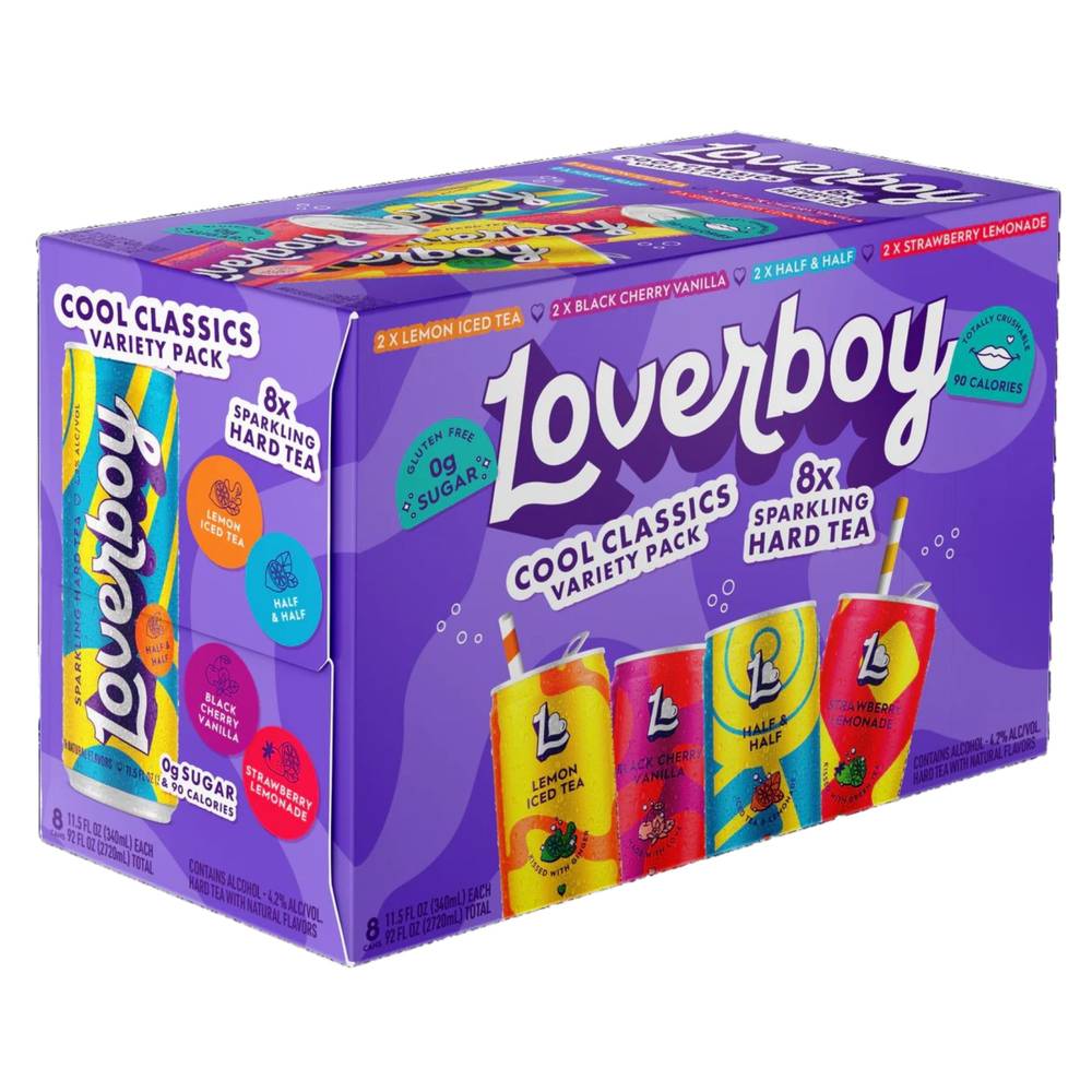 Loverboy Sparkling Hard Tea Variety pack, Assorted (8 x 11.5 fl oz)