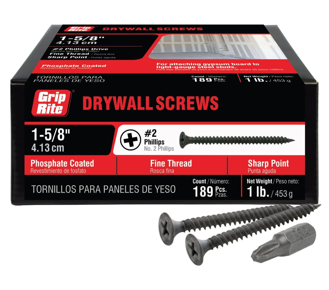 Grip-Rite #6 x 1-5/8-in Bugle Fine Thread Drywall Screws 1-lb ( 189 -Pack )