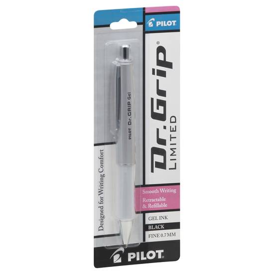 Pilot Dr. Grip Gel Rollerball Pen Fine Point Platinum Barrel Black Ink