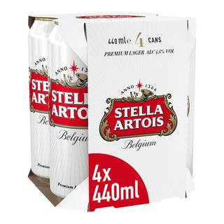 Stella Artois Belgium Premium Lager Beer Cans 4 x 440ml