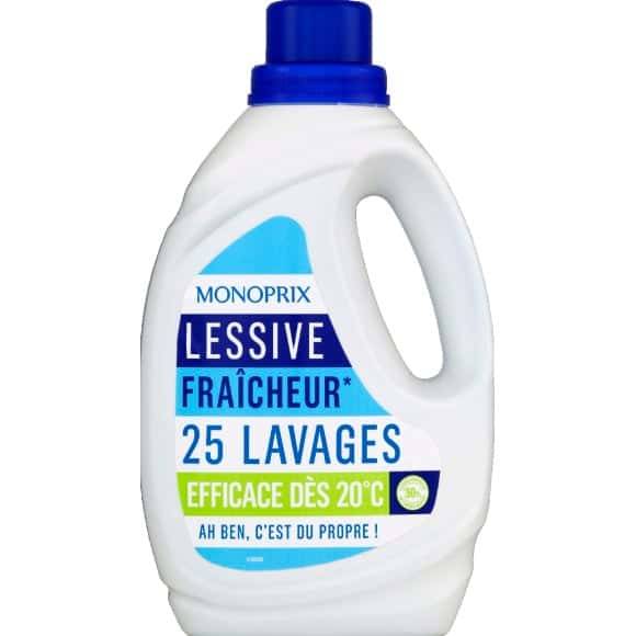 Monoprix Lessive Fraicheur 25 Lavages La Bouteille De 1,25L