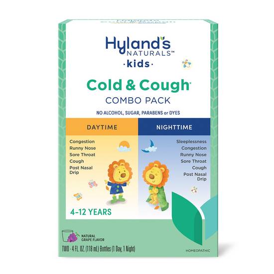 Hyland's Naturals kids Cold & Cough Relief Day and Night Combo Pack, 4 OZ Bottles, 2 Pack