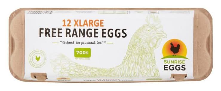 Sunrise Eggs Fresh Free Range Eggs (12 eggs) (700g)