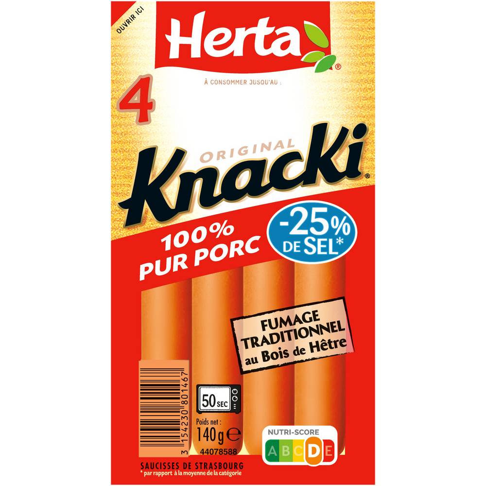 Herta - Knacki original saucisses de pur porc (4 pièces)