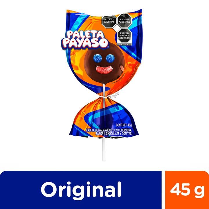 Ricolino · Paleta payaso malvavisco con cobertura, chocolate-gomitas (45 g)