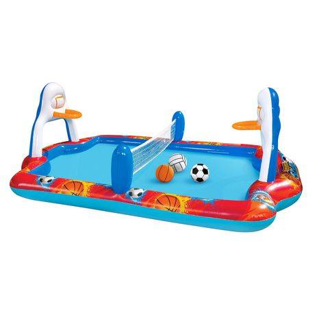 Banzai Sports Arena Splash Pool 4-In-1 Water Play Kids Outdoor Games Inflatable, Ages 3+