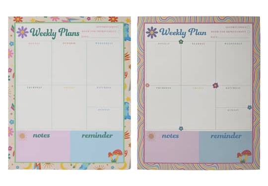 Fab Finds Retro Weekly Planner Notepad, 8" x 10", Assorted