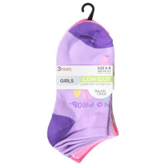Round the Clock Size 6-8 Low Cut Girls Socks (3 ct)