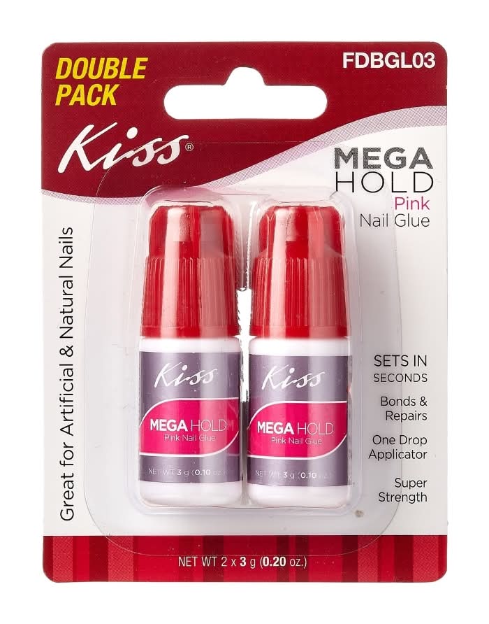 KISS Mega Hold Nail Glue, Pink (0.2 oz, 2 ct)