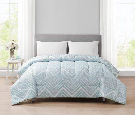 Mainstays Printed Reversible Microfiber Comforter, Double - Queen, Teal