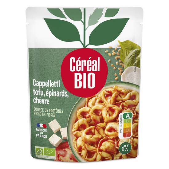 Céréal bio cappelletti à la sauce tomate farcis au tofu bio