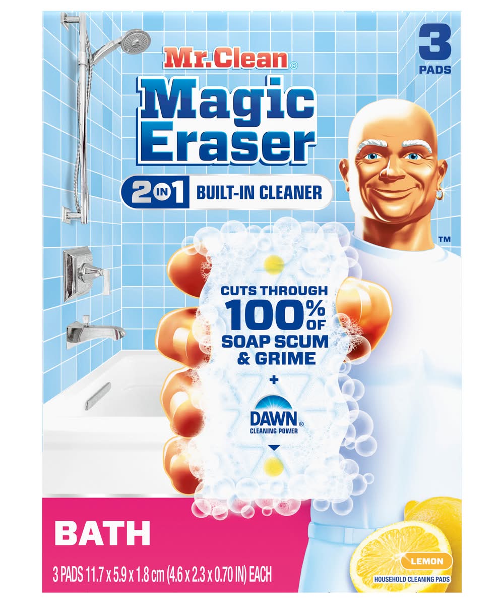 Mr. Clean Magic Eraser All-Purpose Foam Cleaning Pads With Durafoam, Lemon (3 ct)