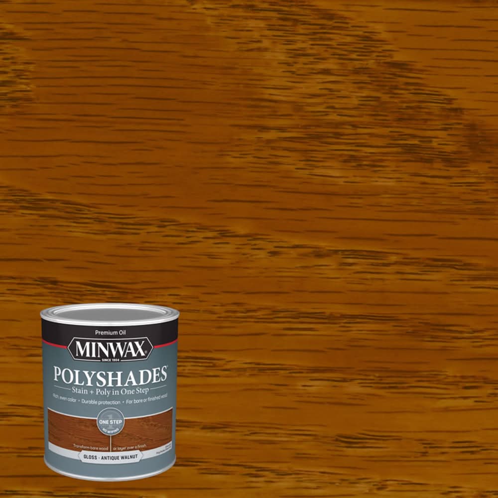 Minwax Polyshades Semi-Transparent Gloss Antique Walnut Oil-Based Stain/Polyurethane Finish 1 Qt